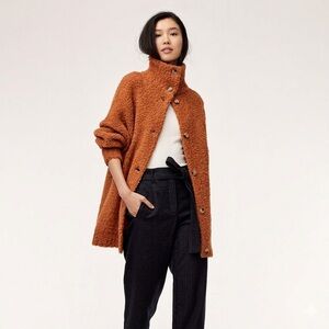 Aritzia Wilfred camel brown Karlis fuzzy alpaca cardigan jacket - XS NWT